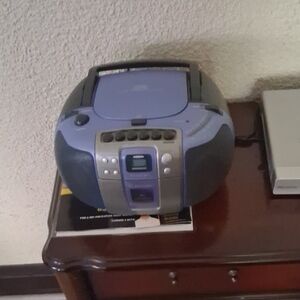 Portable Audio Player with Blue and Gray Design